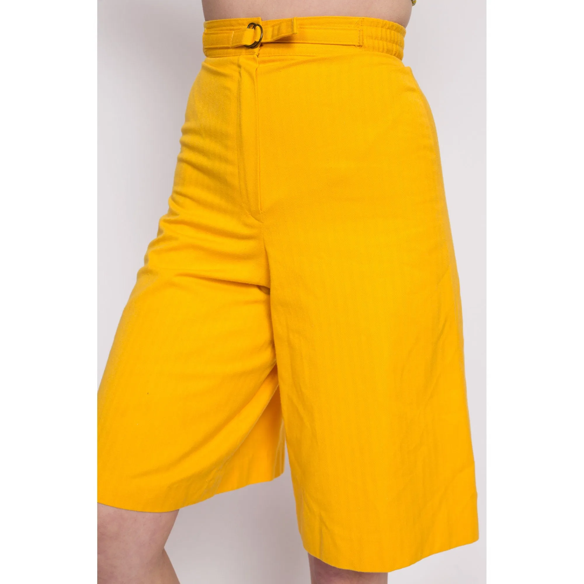 70s Yellow High Waisted Culotte Shorts - Extra Small, 23.5"-25"