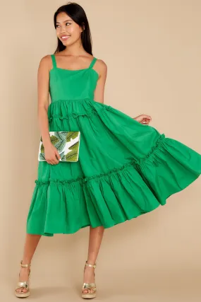 A Thousand Wishes Kelly Green Cotton Midi Dress