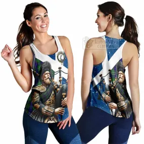 Alexander Tartan Women's Racerback Tanks with Family Crest Scottish Bagpiper Vibes