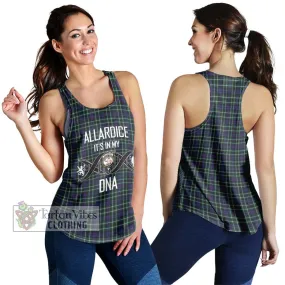 Allardice Tartan Women's Racerback Tanks with Family Crest DNA In Me Style