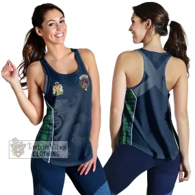 Armstrong Ancient Tartan Women's Racerback Tanks with Family Crest and Lion Rampant Vibes Sport Style