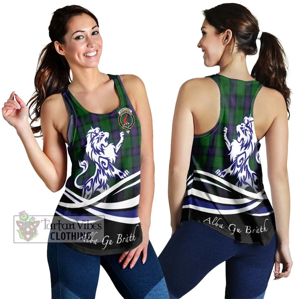 Armstrong Tartan Women's Racerback Tanks with Alba Gu Brath Regal Lion Emblem