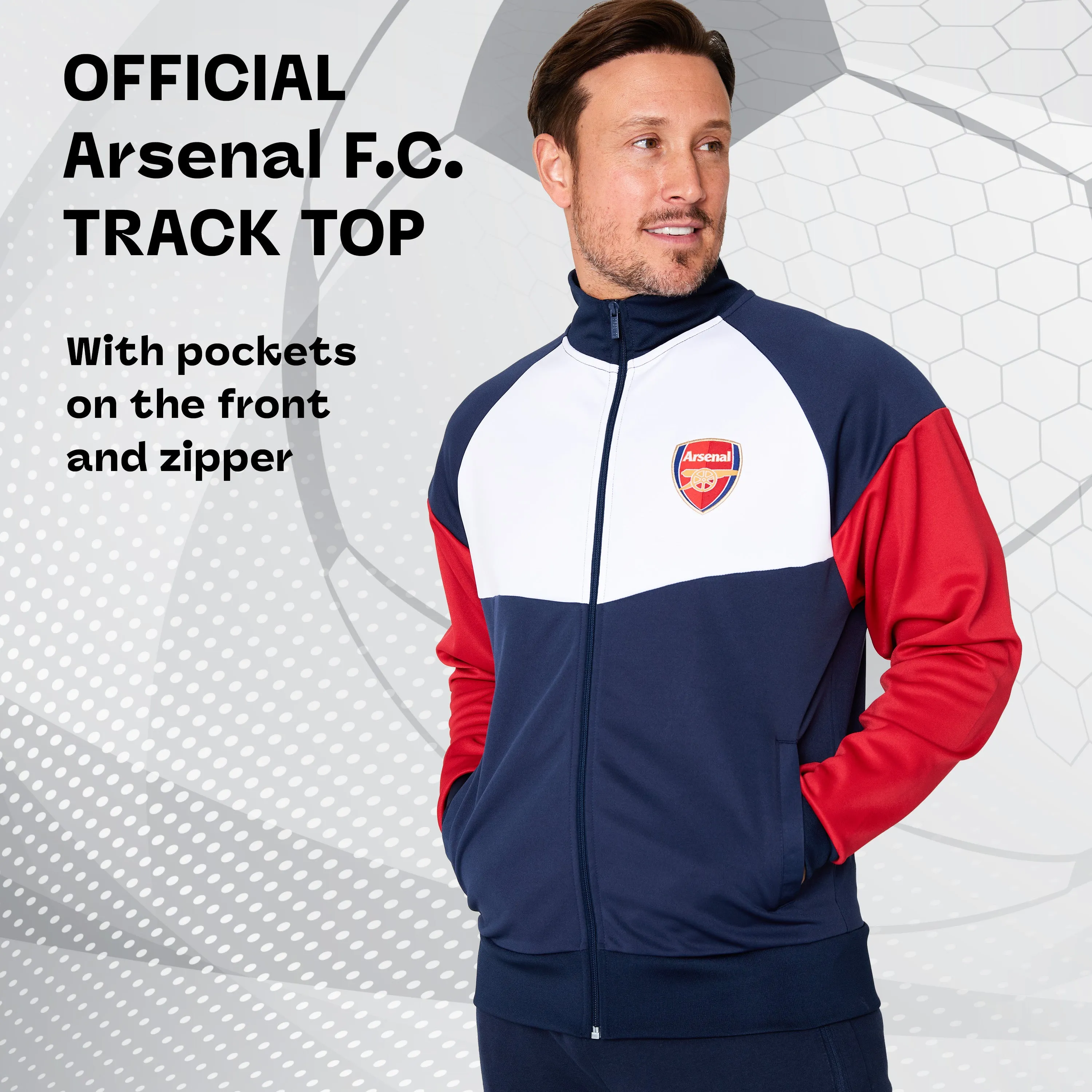 Arsenal F.C. Mens Zip Up Track Jacket with Pockets