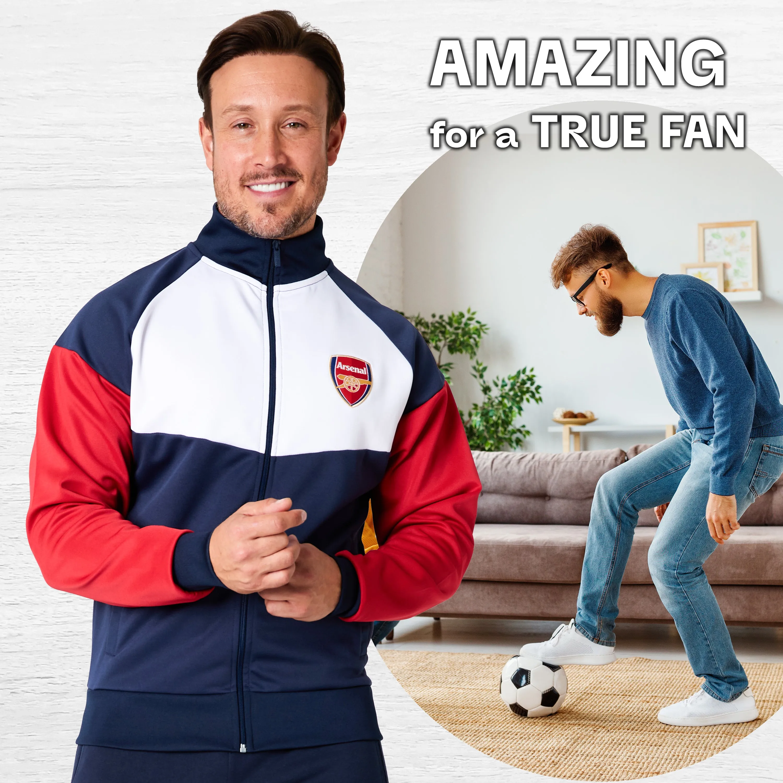 Arsenal F.C. Mens Zip Up Track Jacket with Pockets