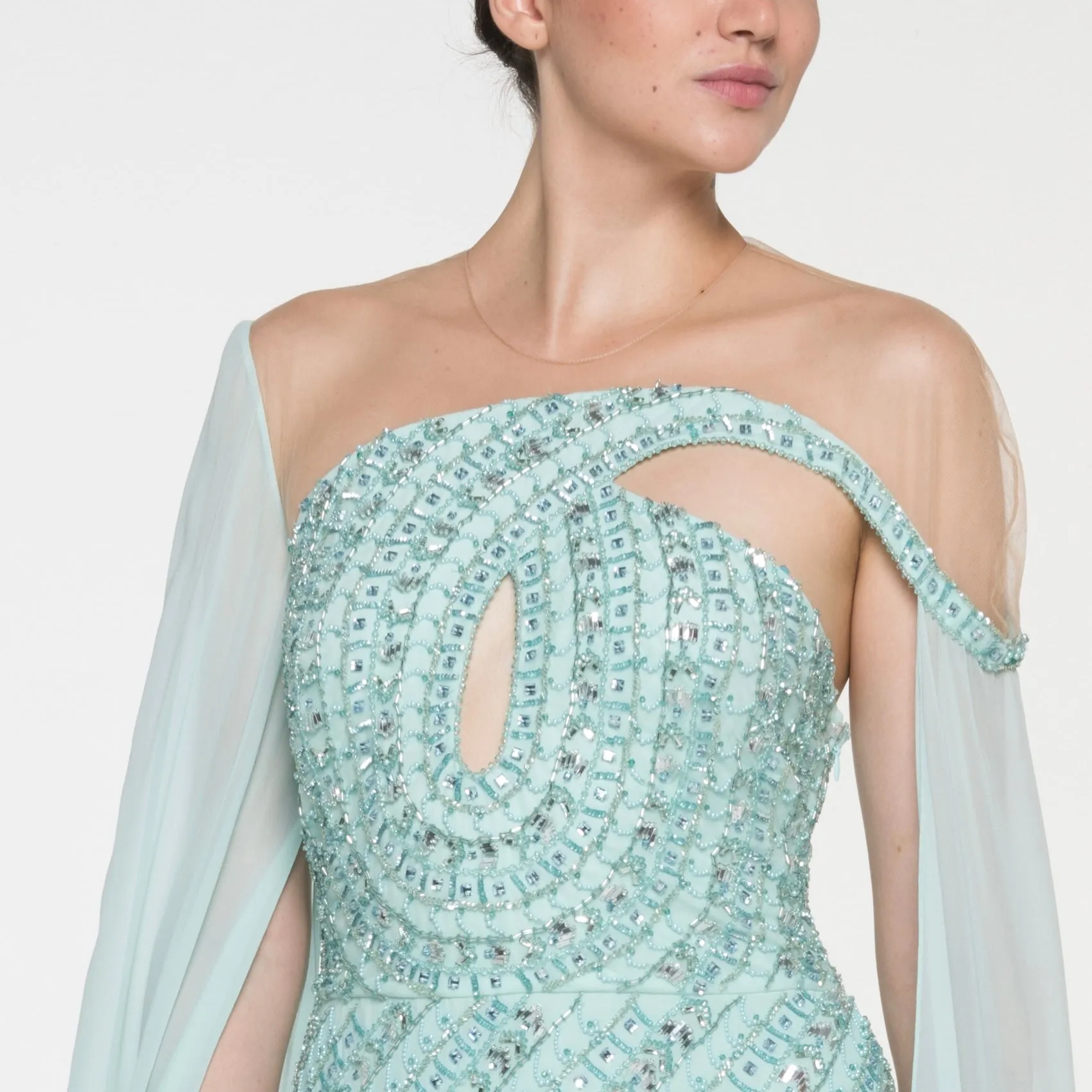 Asymmetrical Beaded Georgette Dress