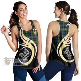 Bailey Modern Tartan Women's Racerback Tanks with Family Crest and Celtic Symbol Style