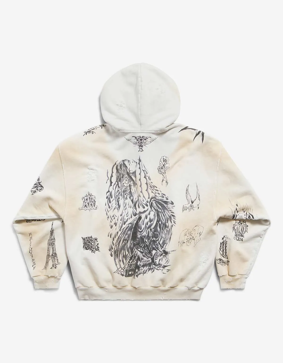 Balenciaga Off White Tat Zip-Up Medium Hoodie