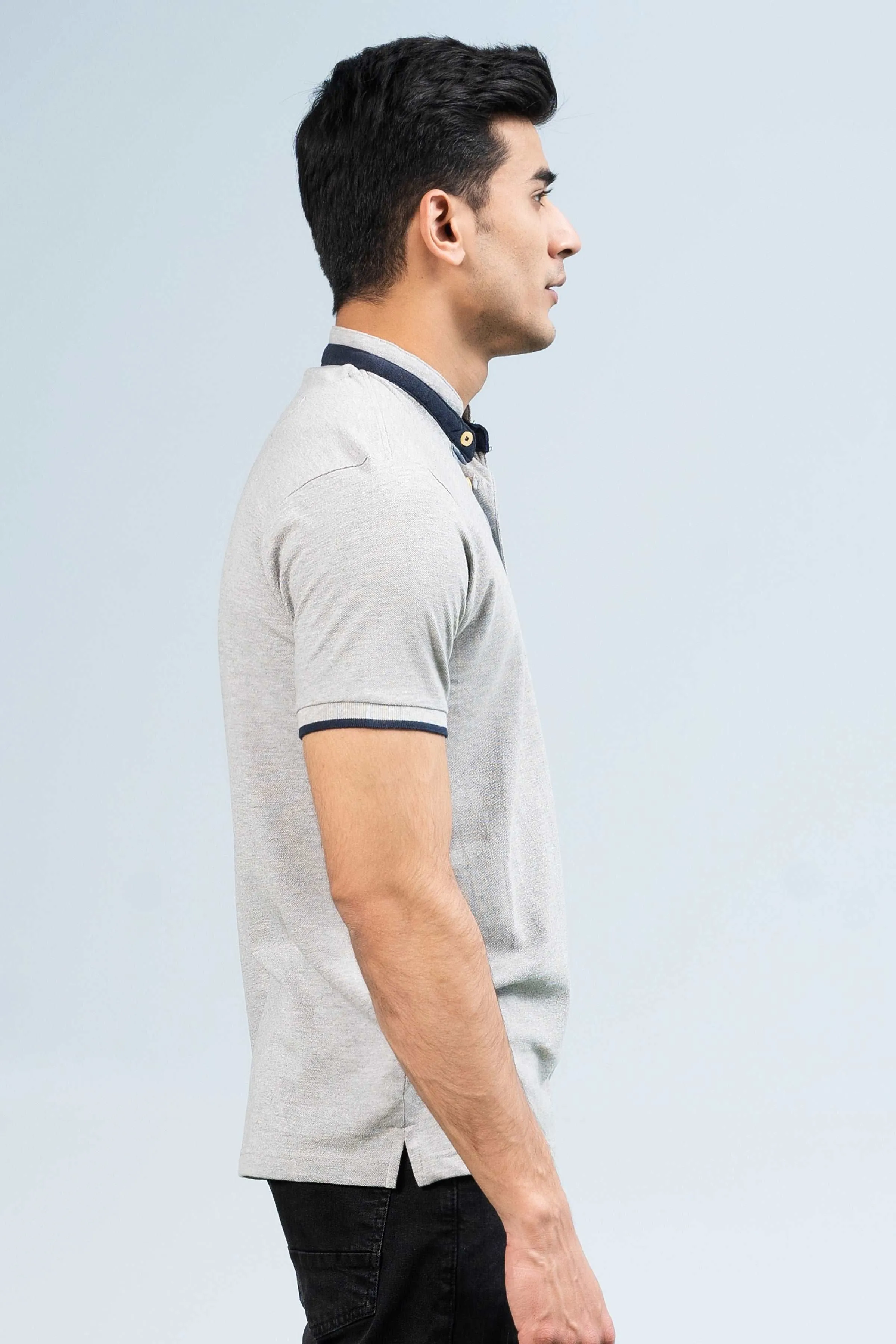 BAN COLLAR POLO HYDER GREY