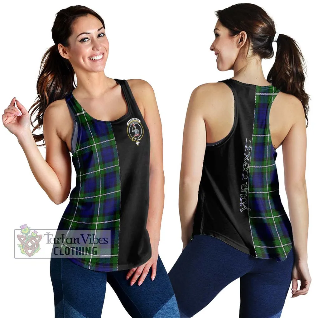 Bannerman Tartan Women's Racerback Tanks with Family Crest and Half Of Me Style