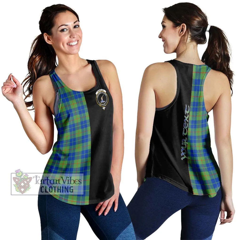 Barclay Hunting Ancient Tartan Women's Racerback Tanks with Family Crest and Half Of Me Style