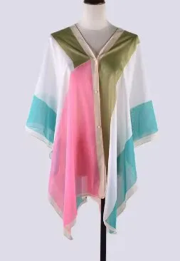 BEACH SHAWL PEARL BUTTON COVER UP