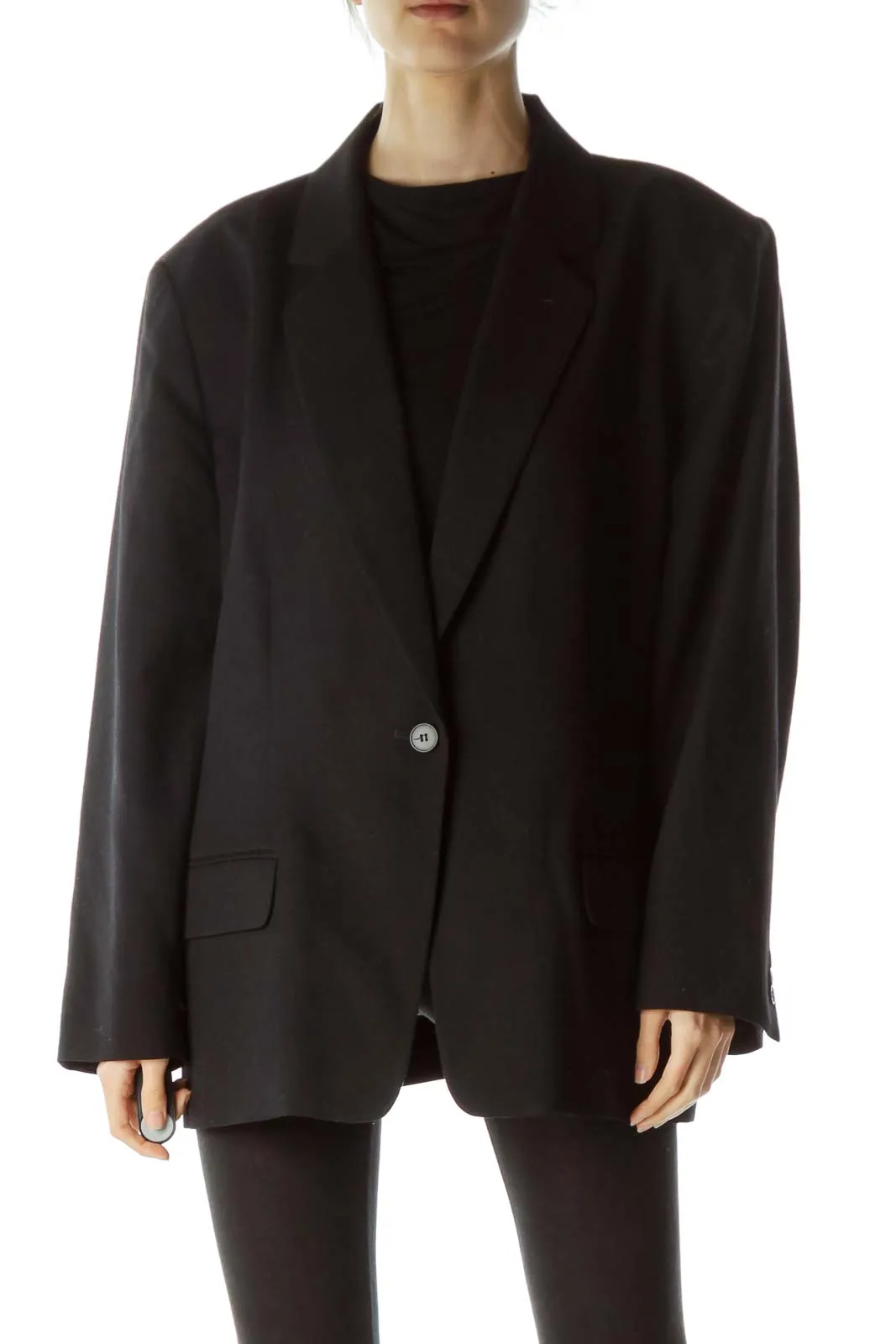 Black Virgin Wool Buttoned Blazer