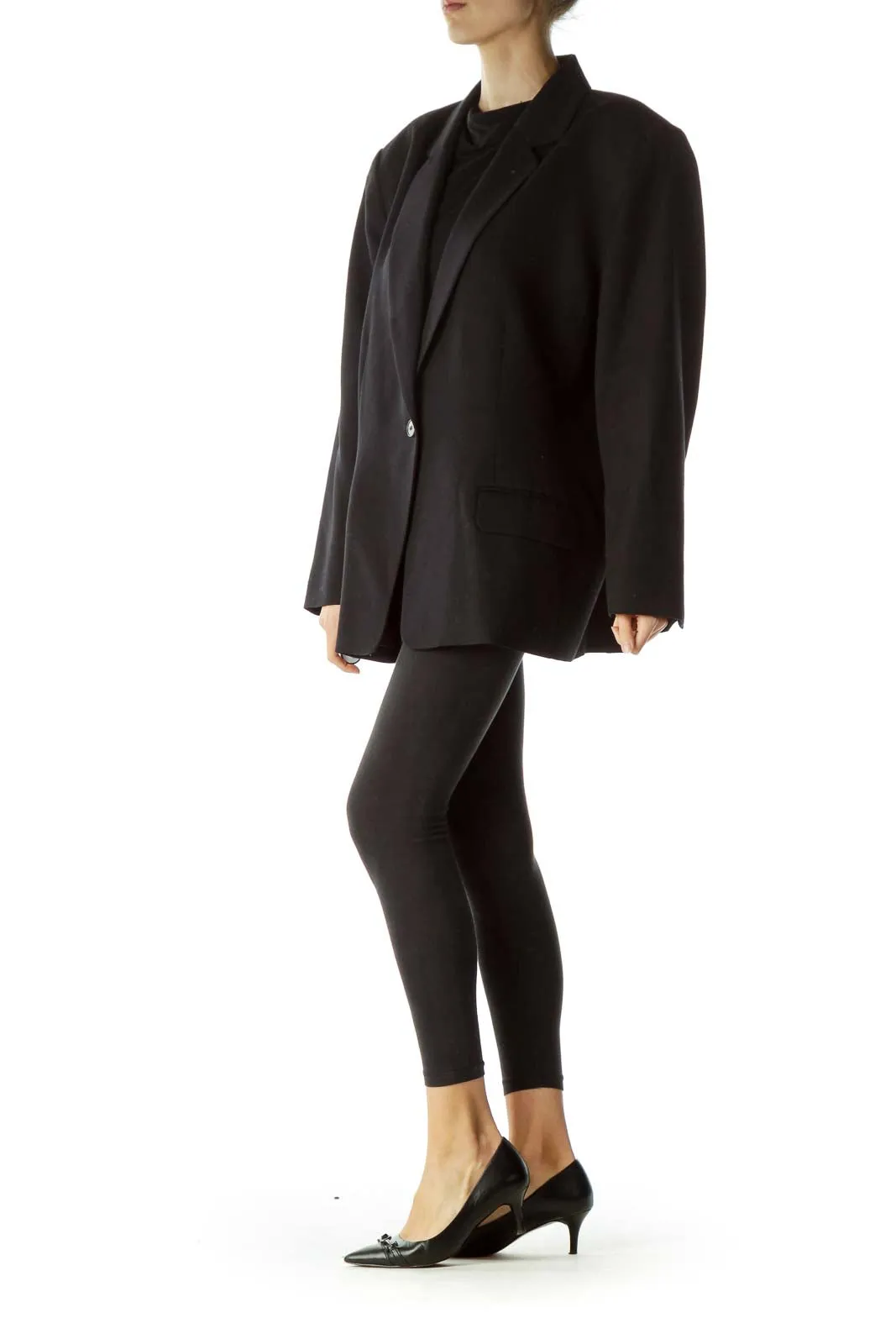 Black Virgin Wool Buttoned Blazer