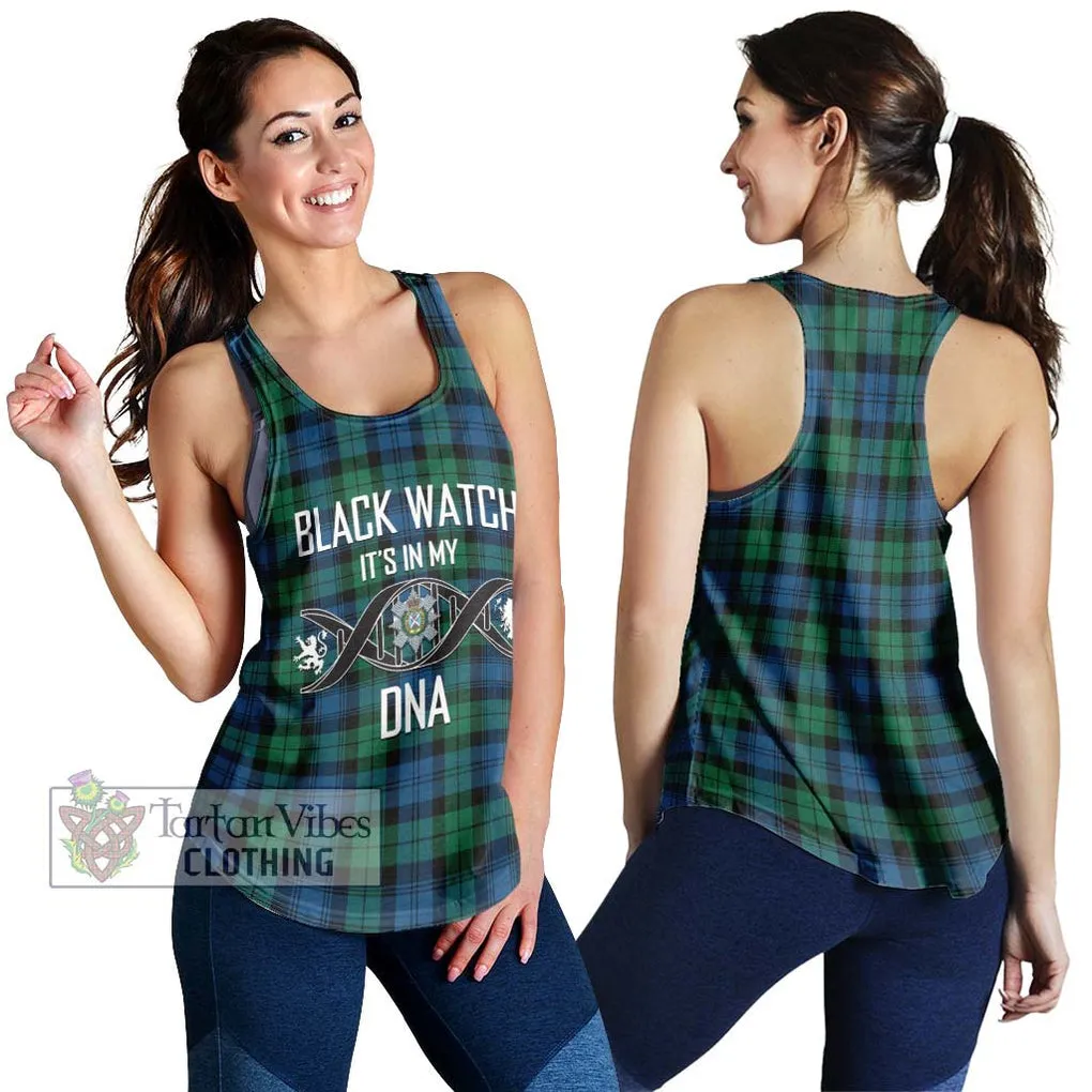 Black Watch Ancient Tartan Women's Racerback Tanks with Family Crest DNA In Me Style