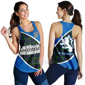 Black Watch Family Crest Tartan Women's Racerback Tanks Celebrate Saint Andrew's Day in Style