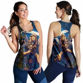 Bowie Tartan Family Crest Women's Racerback Tanks with Scottish Majestic Lion