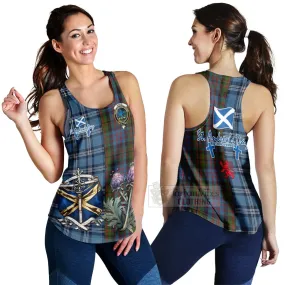 Bowie Tartan Women's Racerback Tanks Happy St. Andrew's Day Half Tartan Style