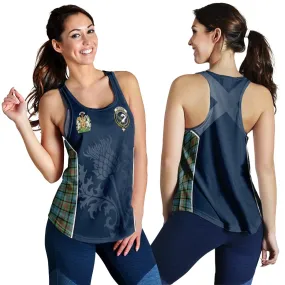 Brisbane Tartan Women's Racerback Tanks with Family Crest and Scottish Thistle Vibes Sport Style