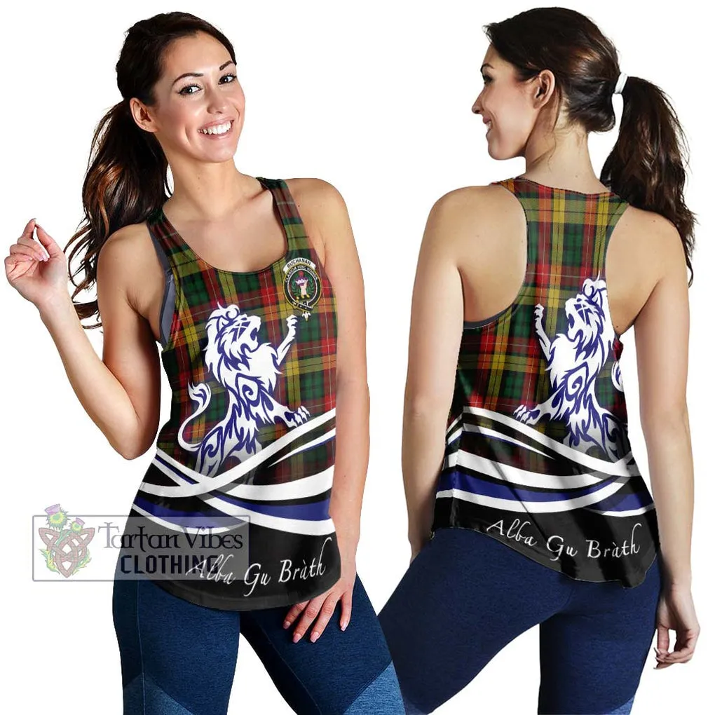 Buchanan Tartan Women's Racerback Tanks with Alba Gu Brath Regal Lion Emblem