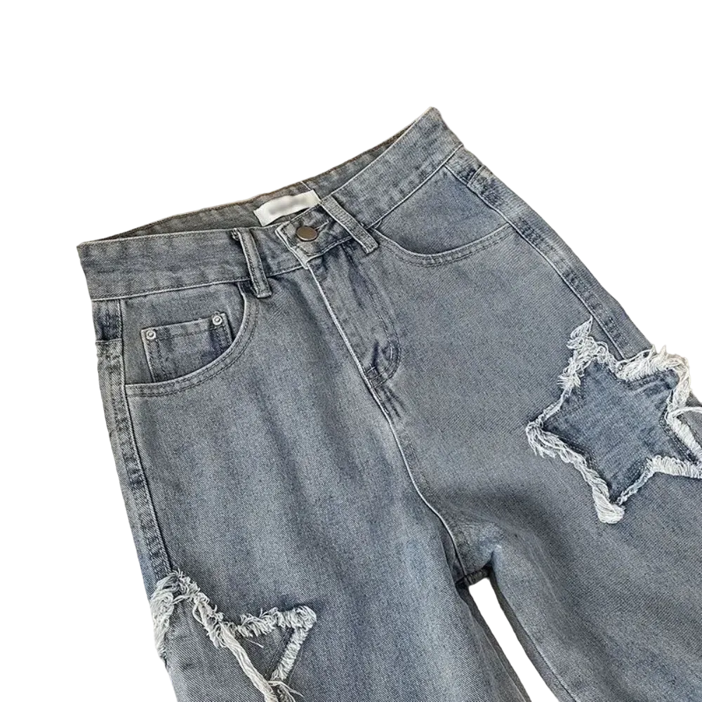 Calça Jeans Baggy Estrela Feminina