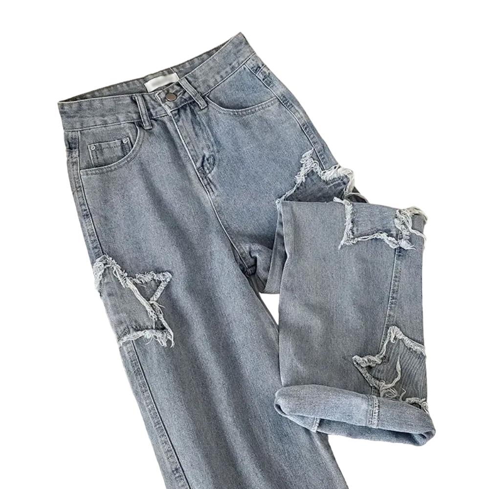 Calça Jeans Baggy Estrela Feminina