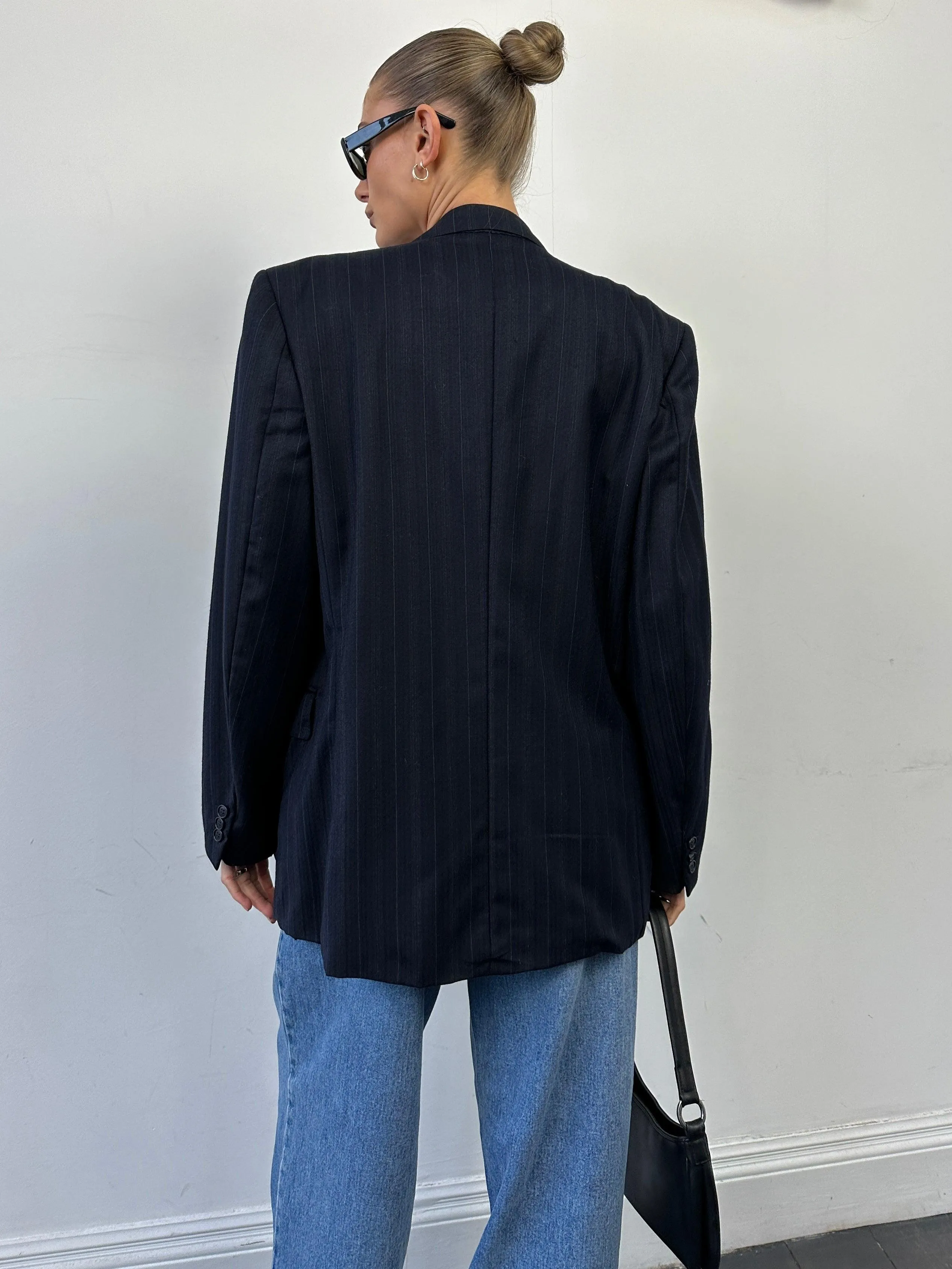 Christian Dior Monsieur Pure Wool Pinstripe Double Breasted Blazer - 40R/M