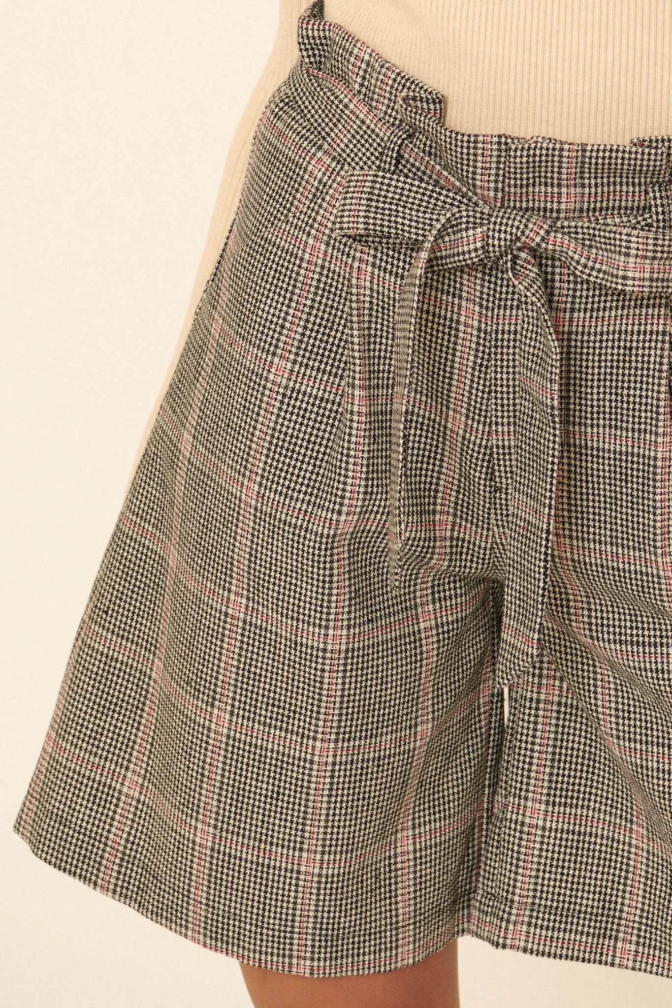 City Streets Plaid Paperbag Culotte Shorts