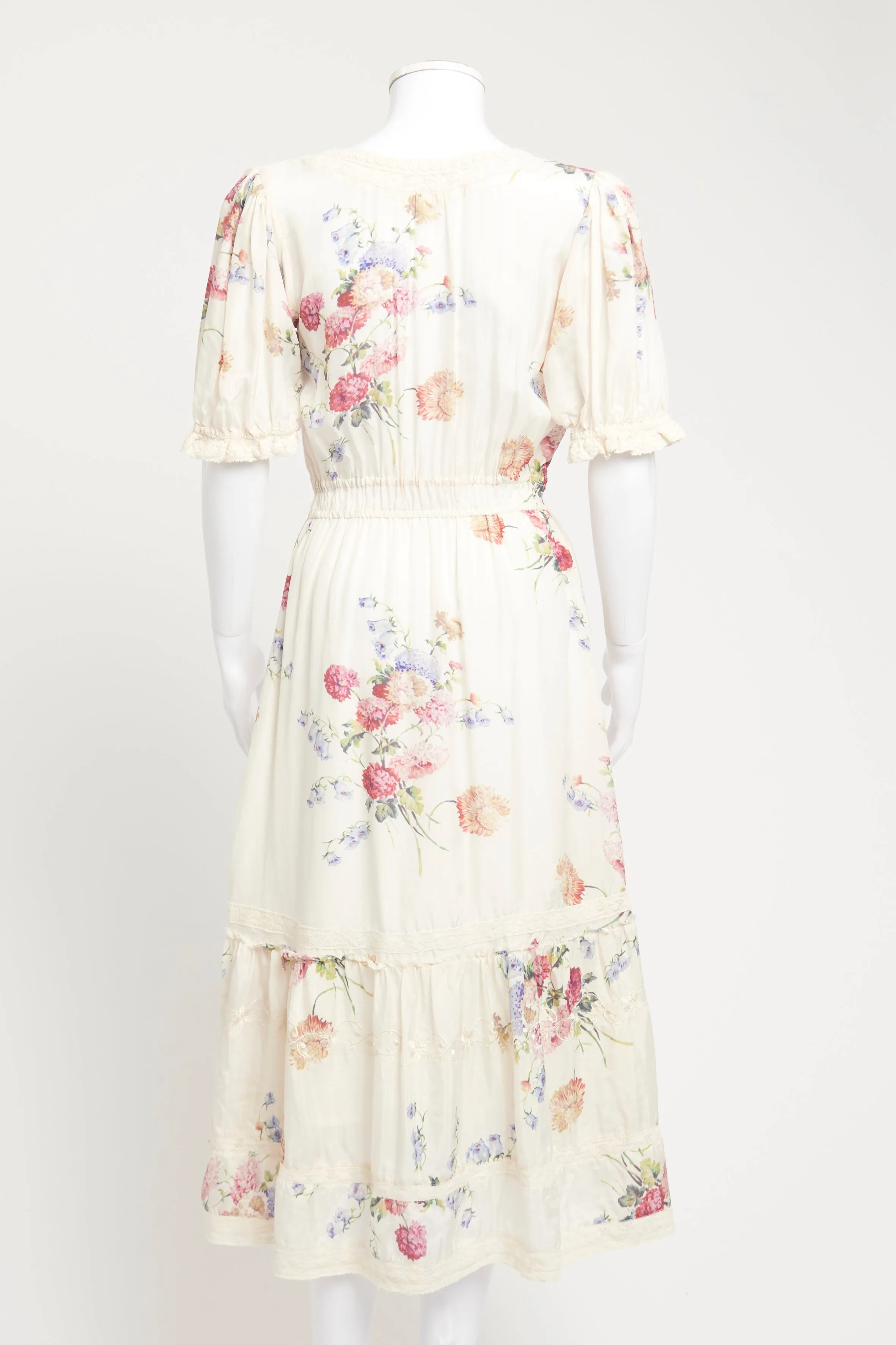 Cream Floral Tiered Preowned Maxi Dress