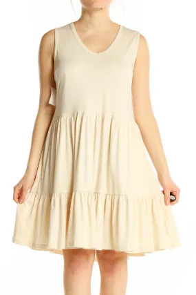 Cream Tiered Sleeveless Summer Dress