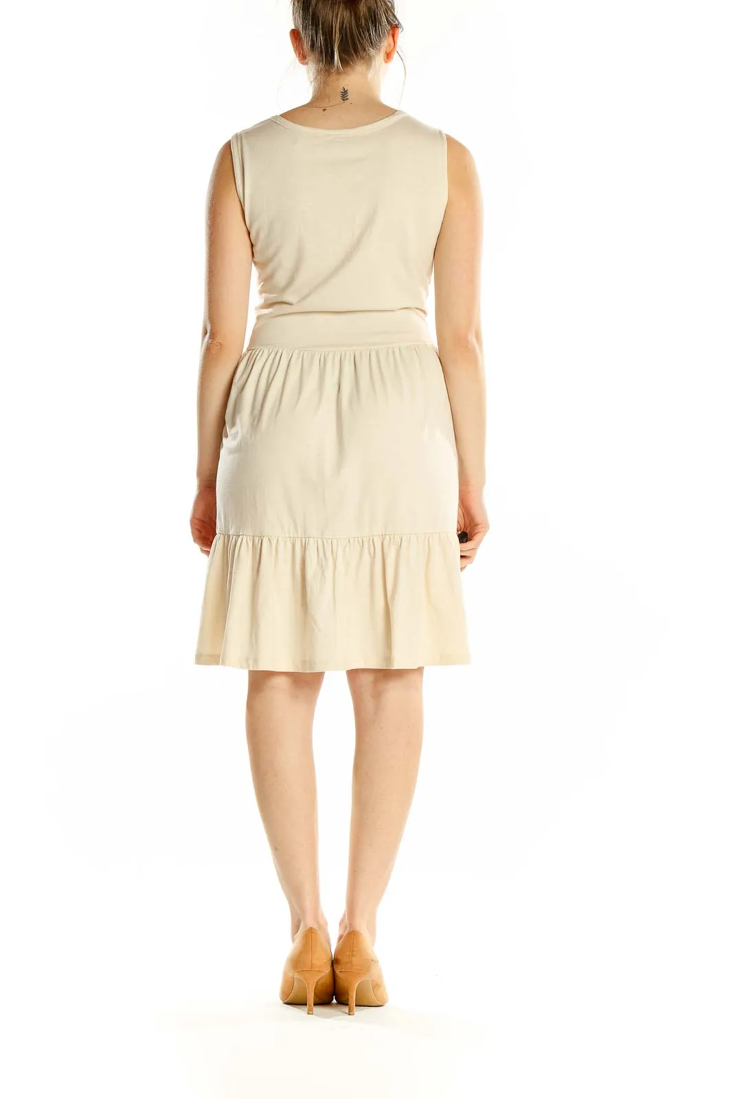 Cream Tiered Sleeveless Summer Dress