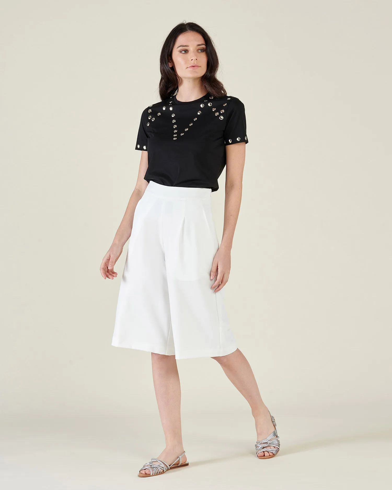 Cropped culotte trousers