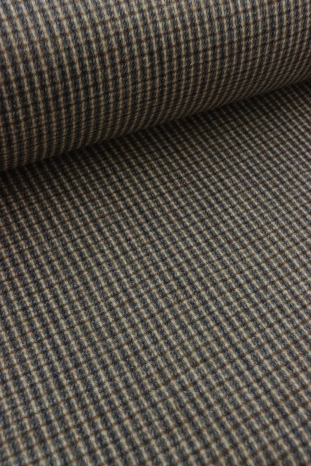 Denim/Linen/Cinnamon Box Plaid Melton Double Weave Wool | By The Half Yard