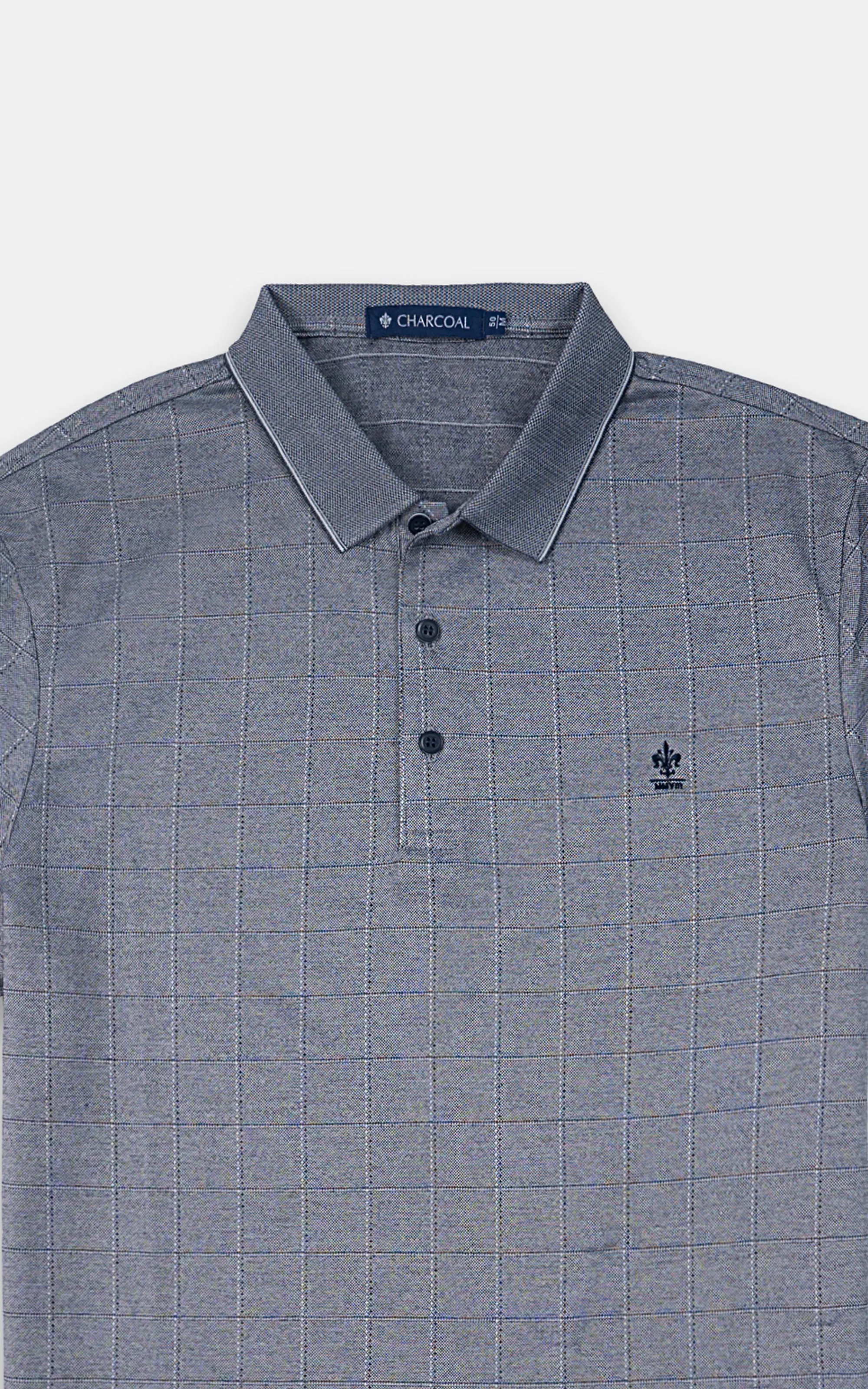 EXECUTIVE POLO JACQUARD COLLAR CHARCOAL GREY