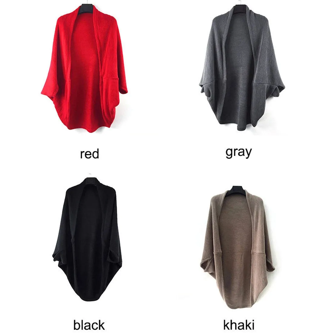 FashionSierra - Shawl Bat Sleeve Loose Knitted Sweater Cardigans