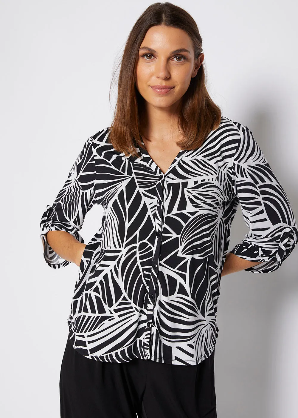 Fisher jersey blouse in Palm print