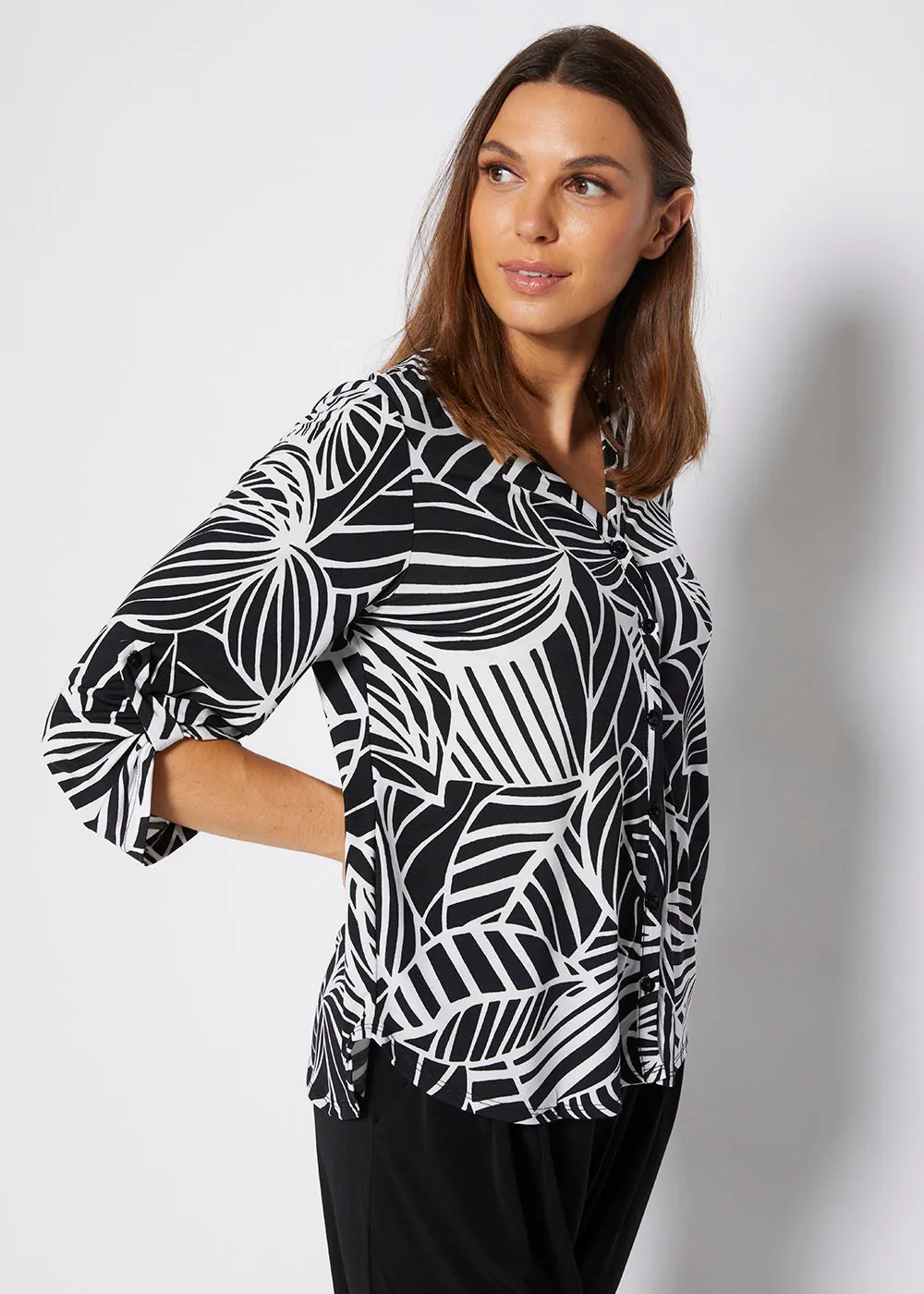 Fisher jersey blouse in Palm print