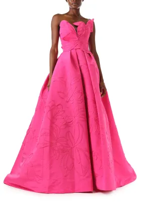 Floral Embossed Ball Gown