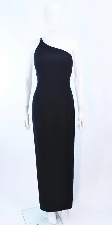 GIORGIO ARMANI Black Silk Asymmetrical Gown Size 44