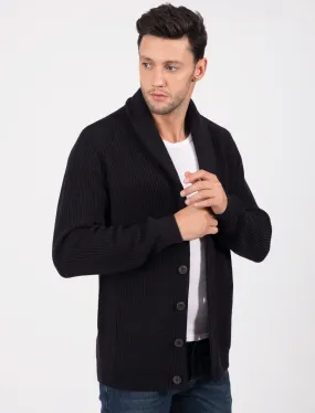 Hatton Wool Blend Shawl Neck Cardigan In Dark Navy - Tokyo Laundry