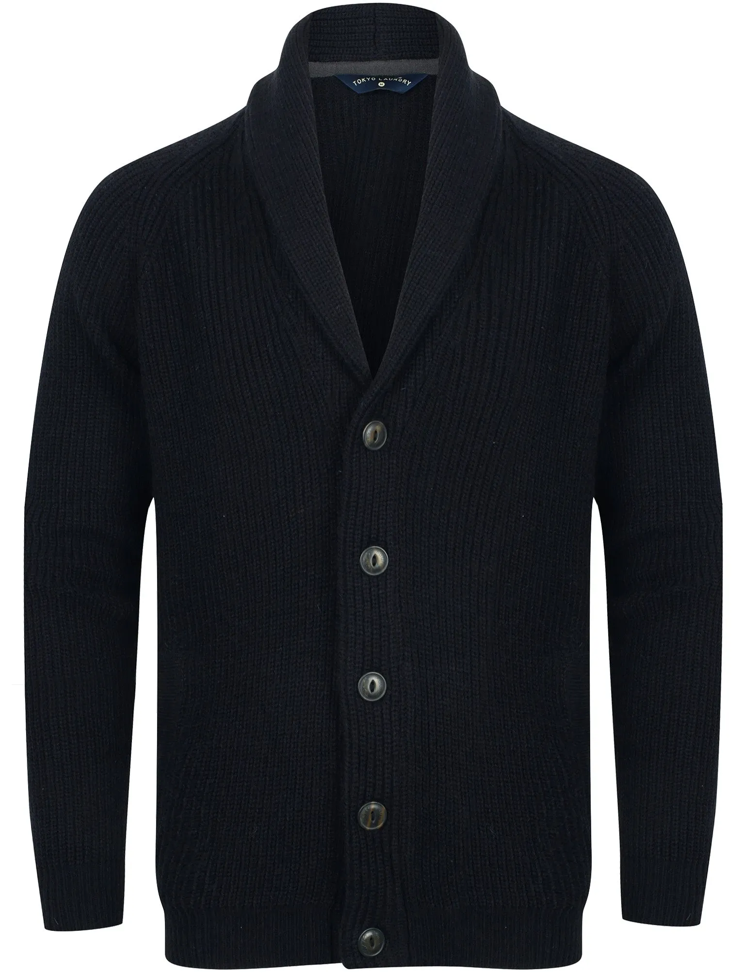 Hatton Wool Blend Shawl Neck Cardigan In Dark Navy - Tokyo Laundry