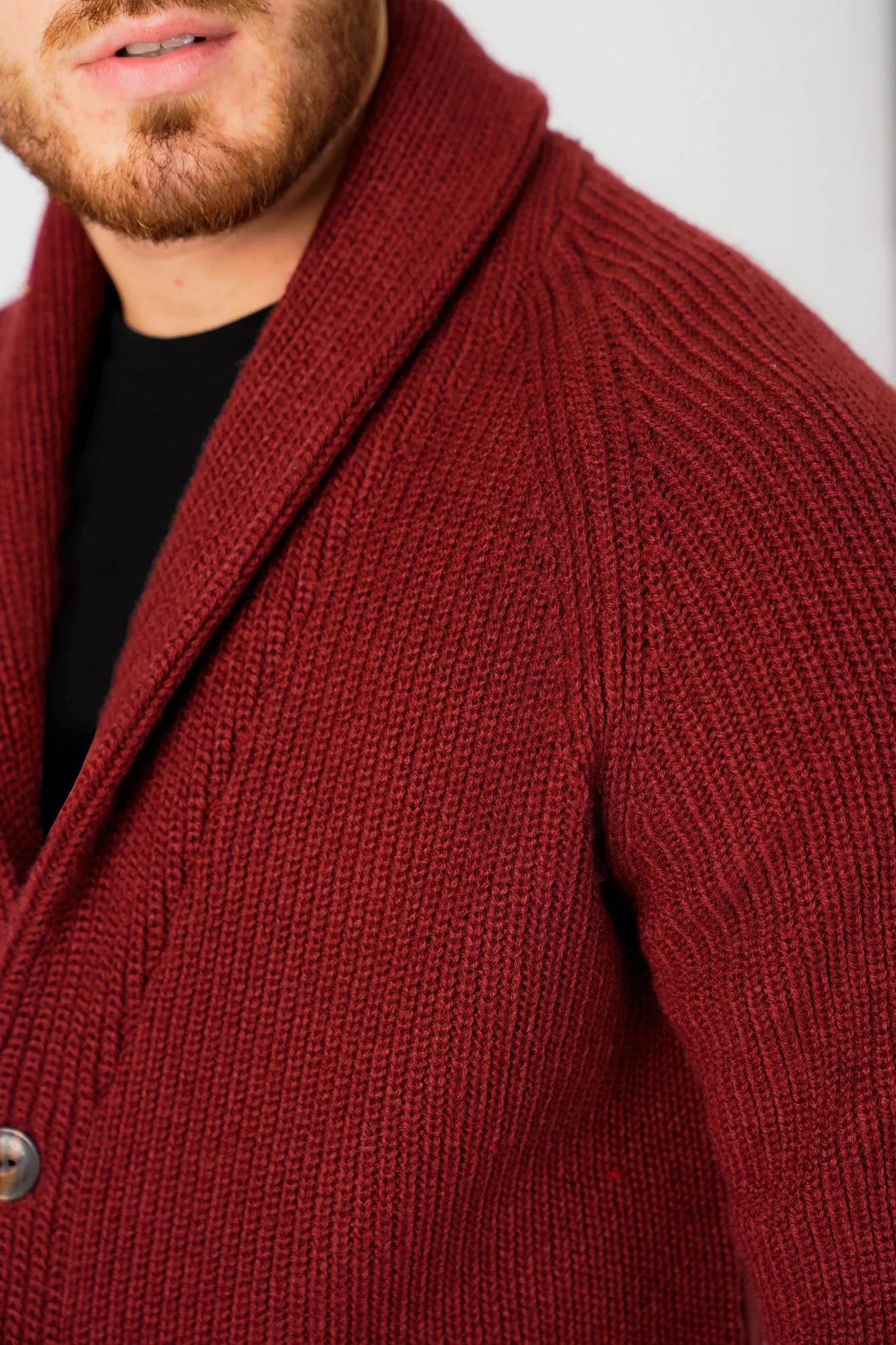 Hatton Wool Blend Shawl Neck Cardigan In Oxblood - Tokyo Laundry