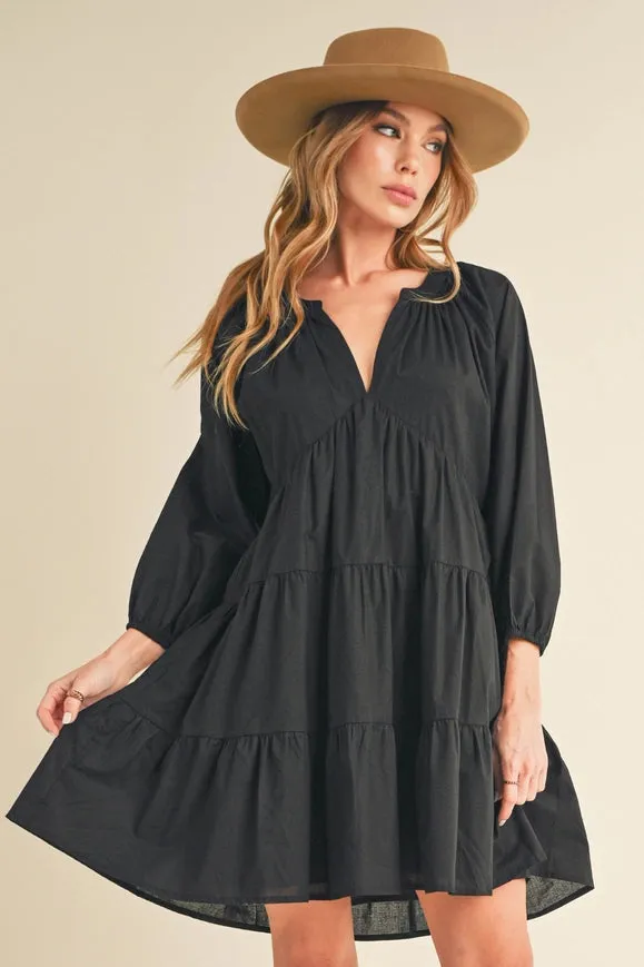 Jenay Tiered Dress Black