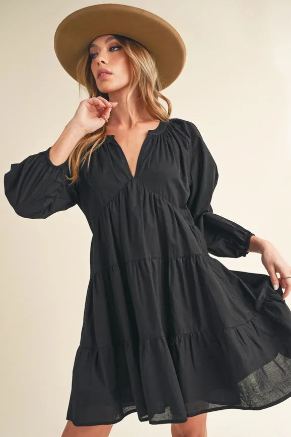 Jenay Tiered Dress Black