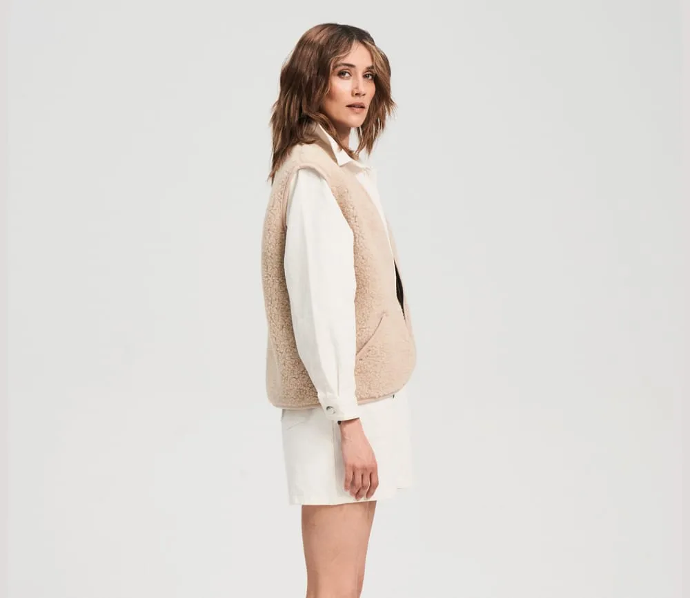 LAST ONE in M - Pos Light Wool Bodywarmer - Beige