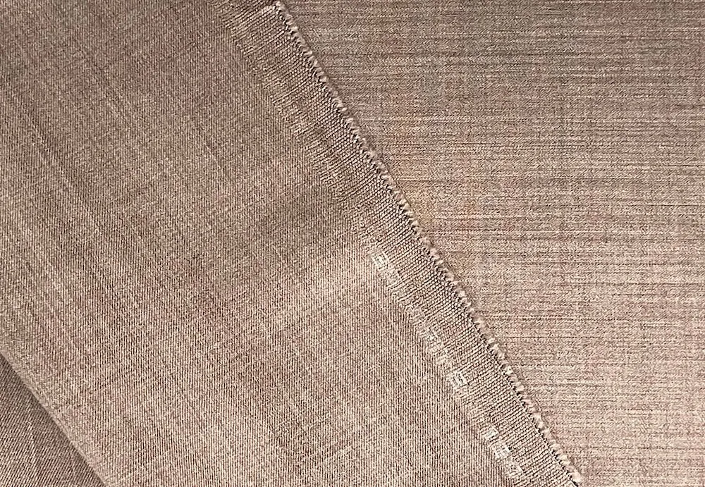 Lighter-Weight Heathered Tawny Mushroom Super 130s Selvedged Stretch Wool Twill