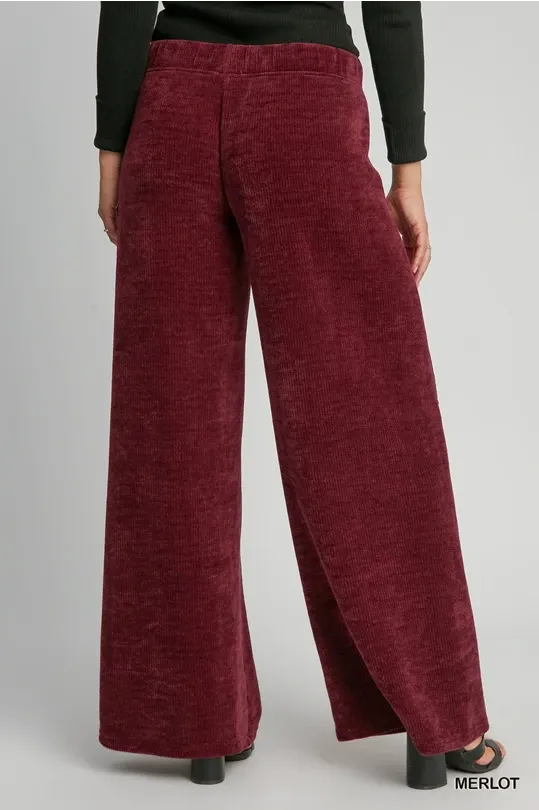 Luxe Knit Wide Leg Pants - Merlot