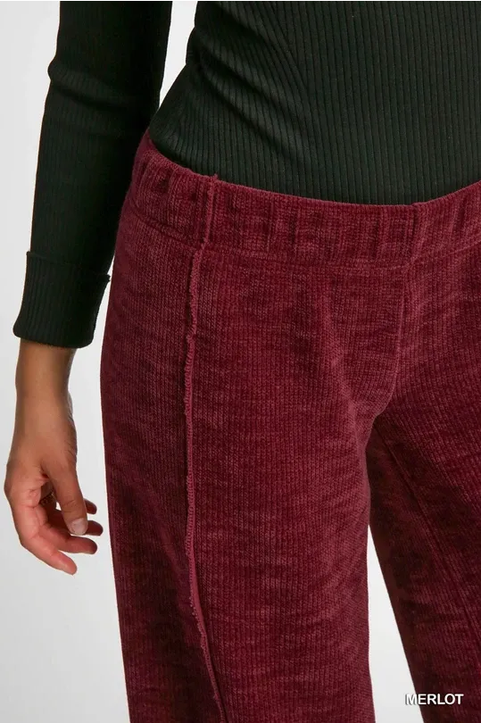 Luxe Knit Wide Leg Pants - Merlot