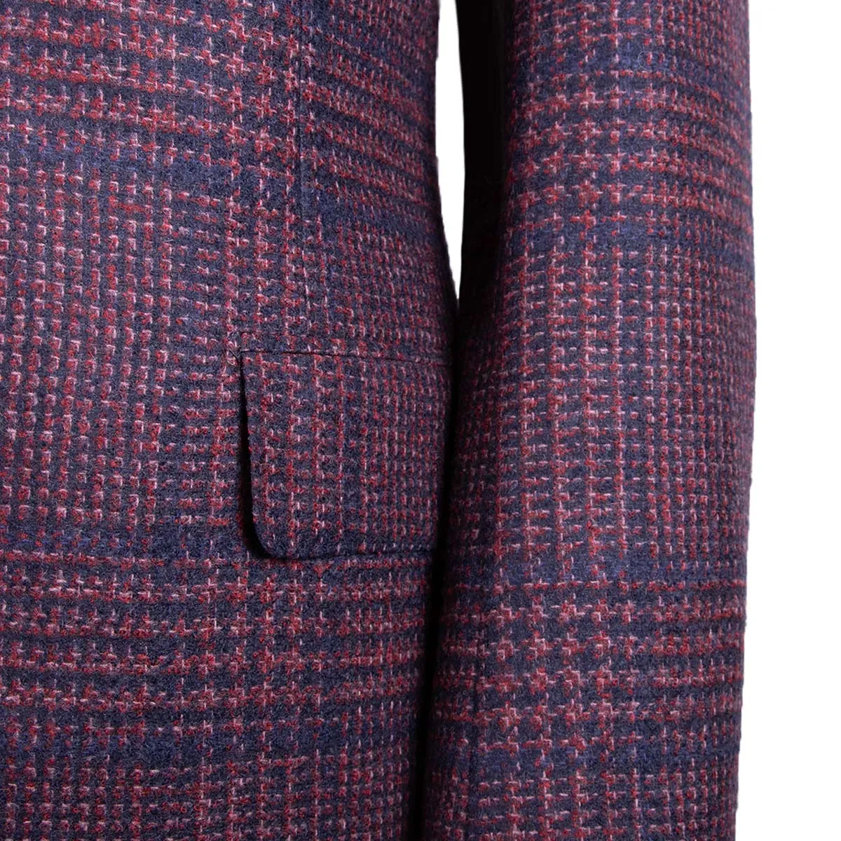 Navy & Red Check Wool, Silk & Cashmere Jacket