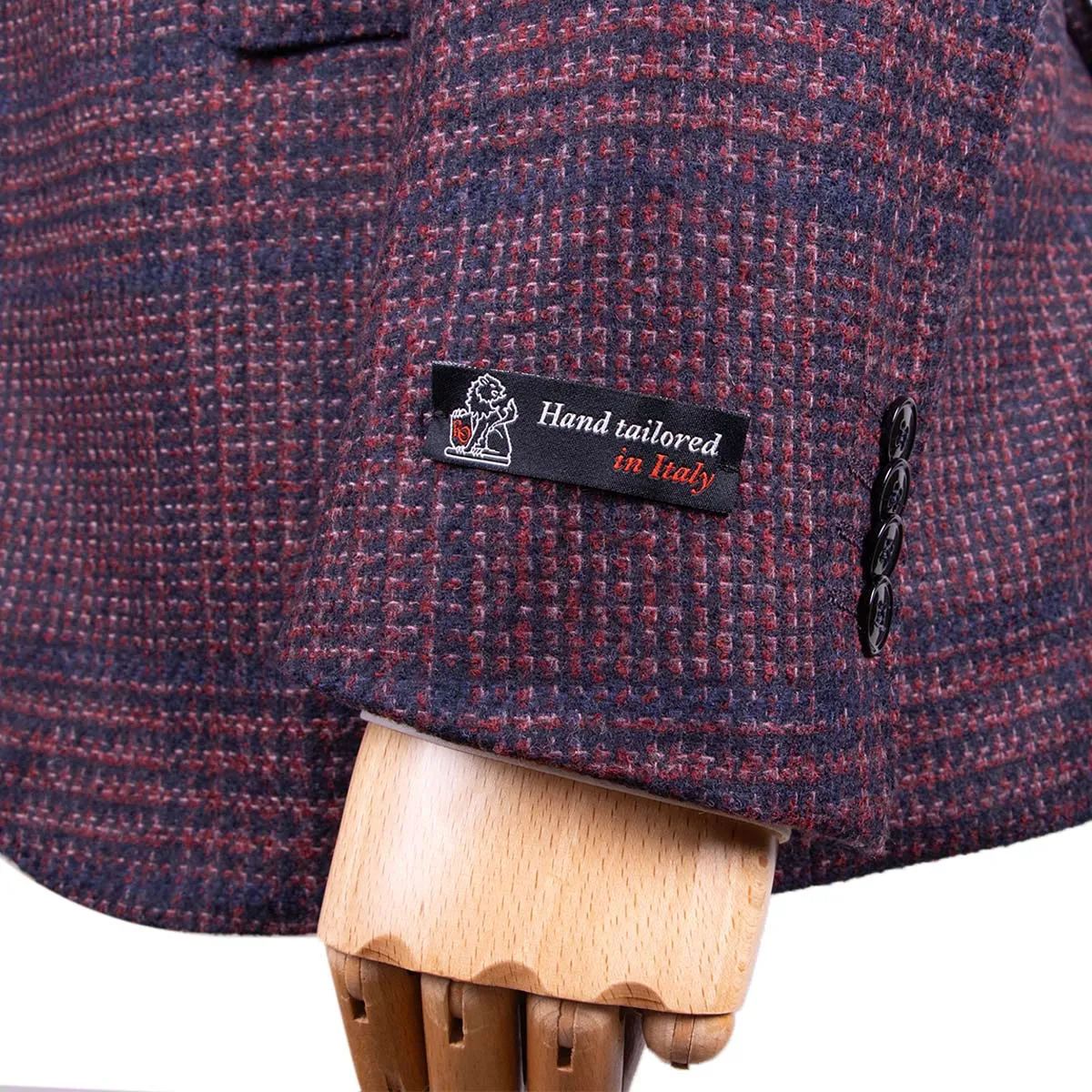 Navy & Red Check Wool, Silk & Cashmere Jacket