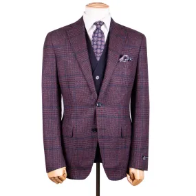 Navy & Red Check Wool, Silk & Cashmere Jacket